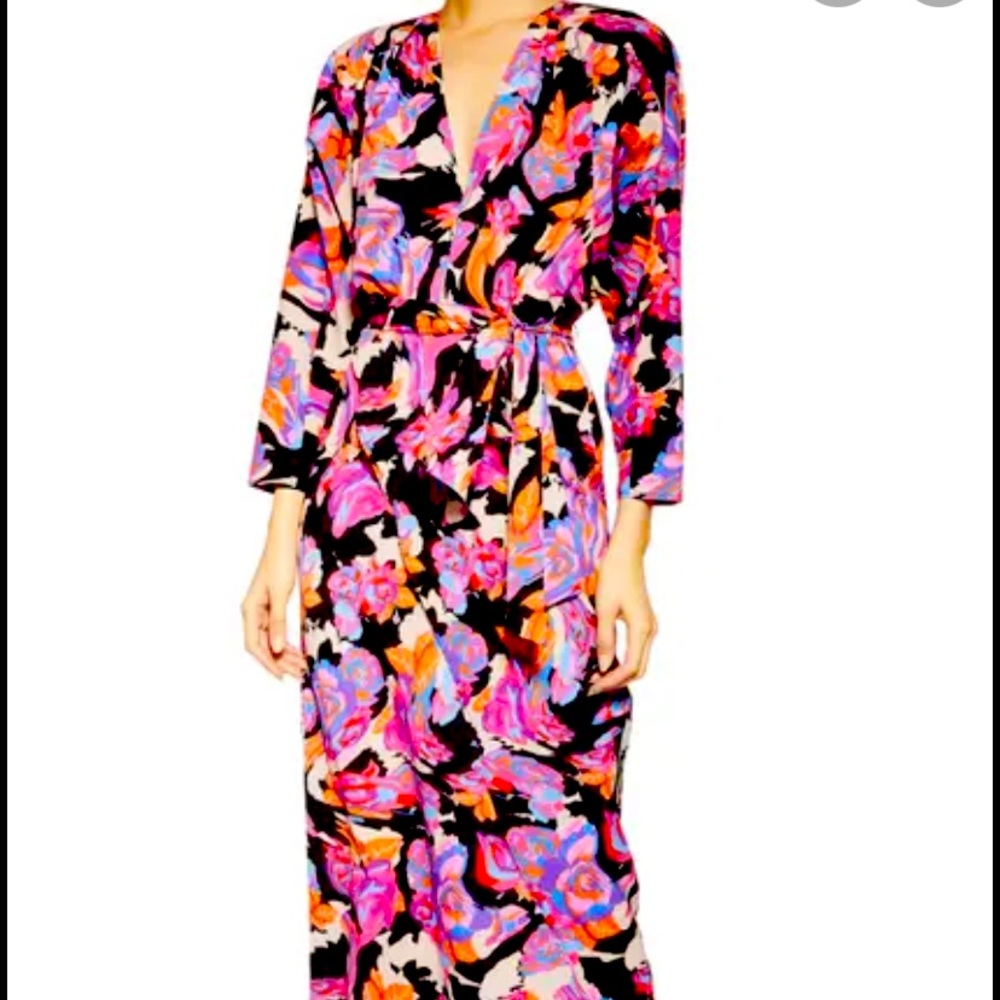 NWT Topshop belted v-neck midi dress sz 8